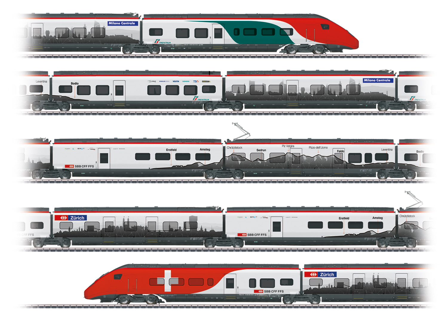 Class RABe 501 Giruno with Swiss / Italian Design End Cars